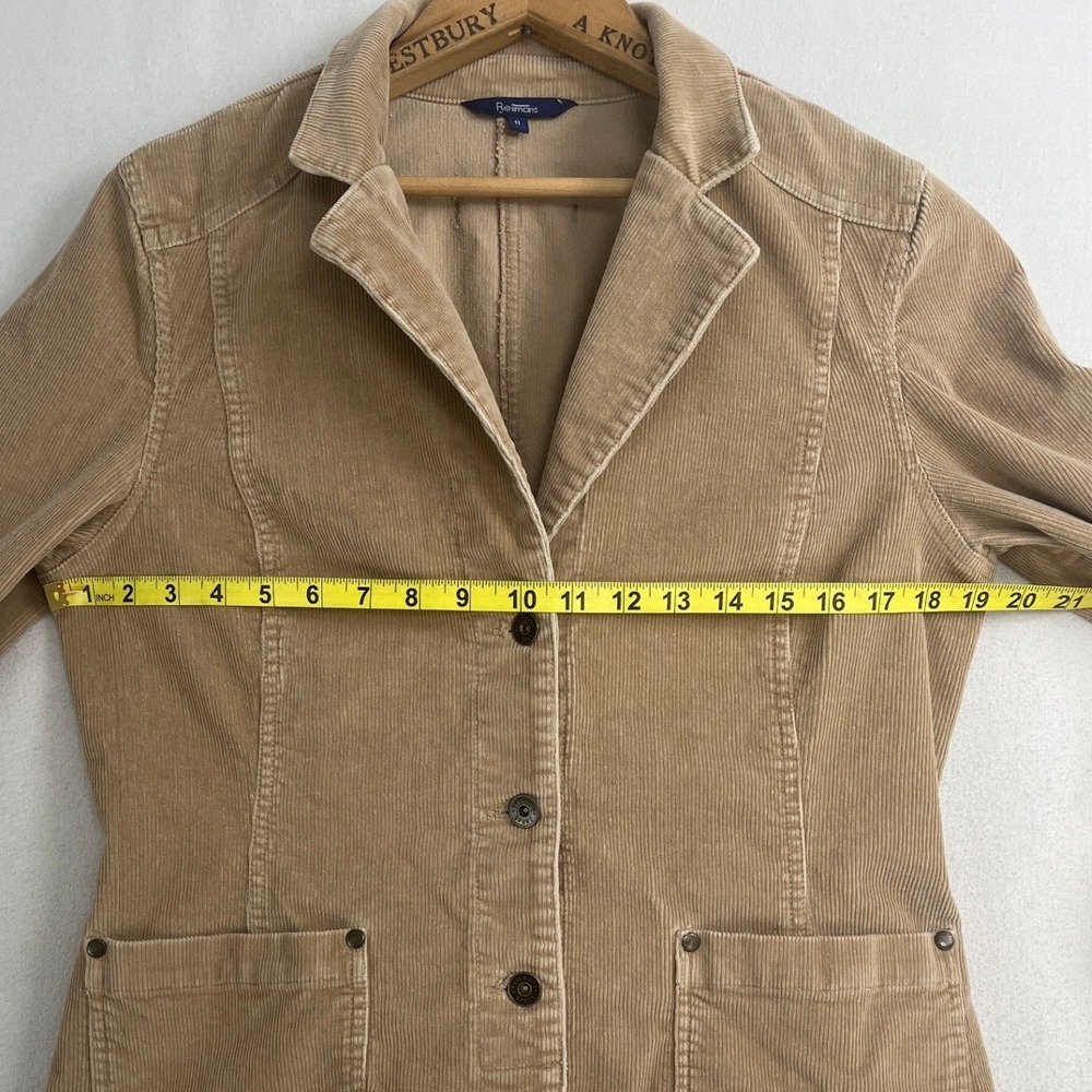 Reitmans Womens Tan Corduroy Blazer Jacket Beige Stretch Cotton Size 11 - Picture 6 of 10